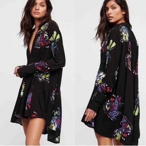Free People Chic Black Butterfly Women's Tunic Dress small